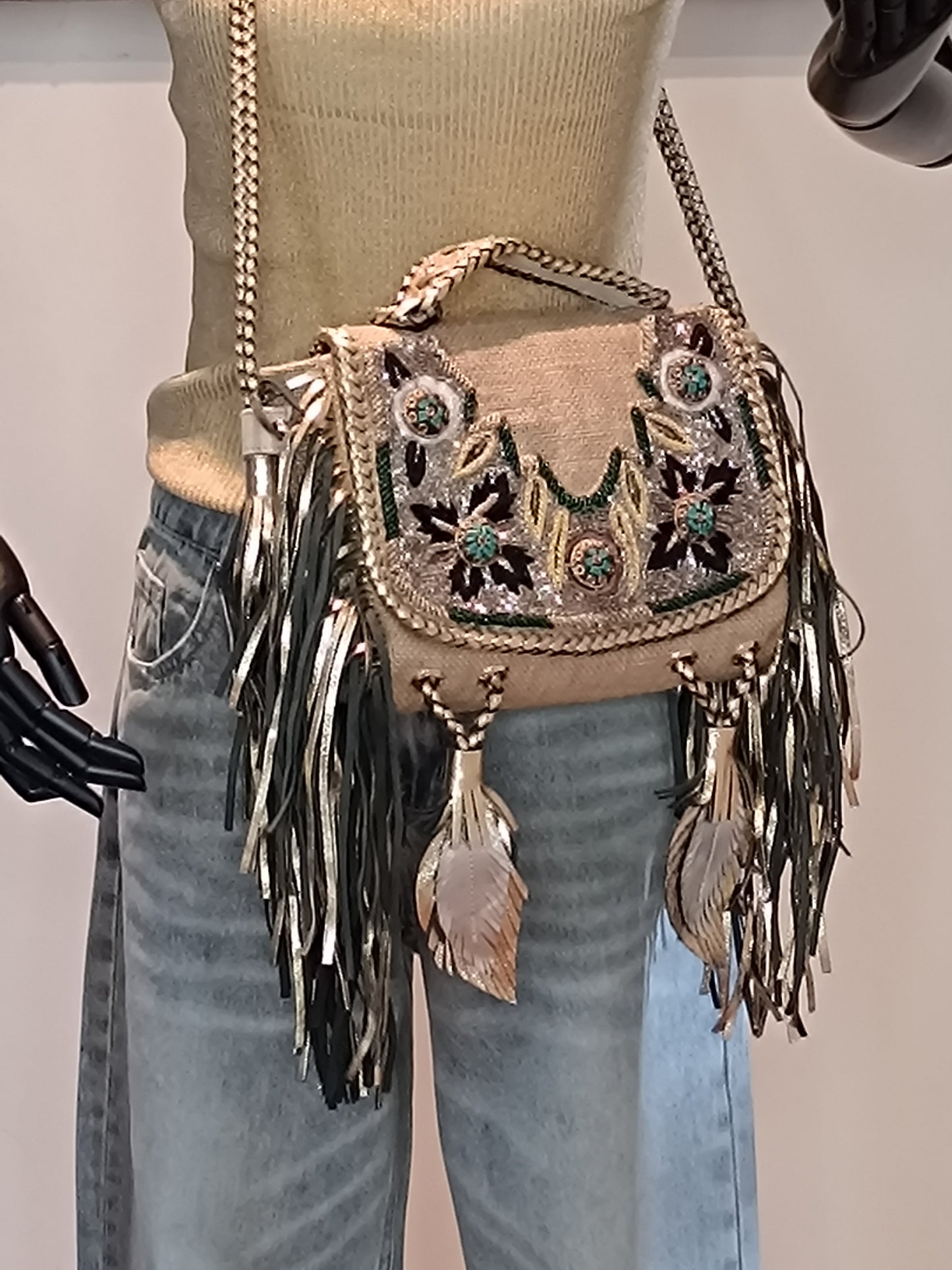 Borsa paglia decorata