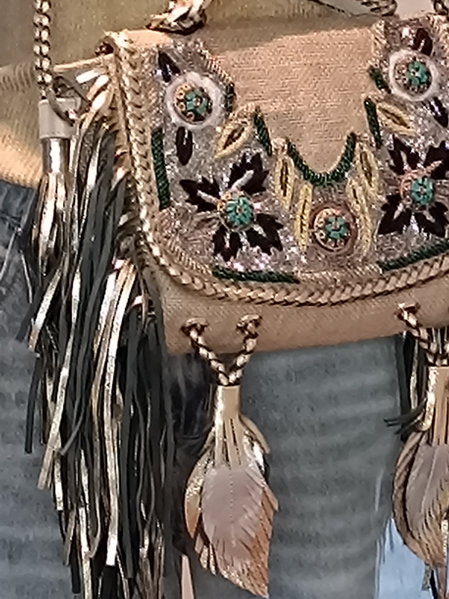 Borsa paglia decorata