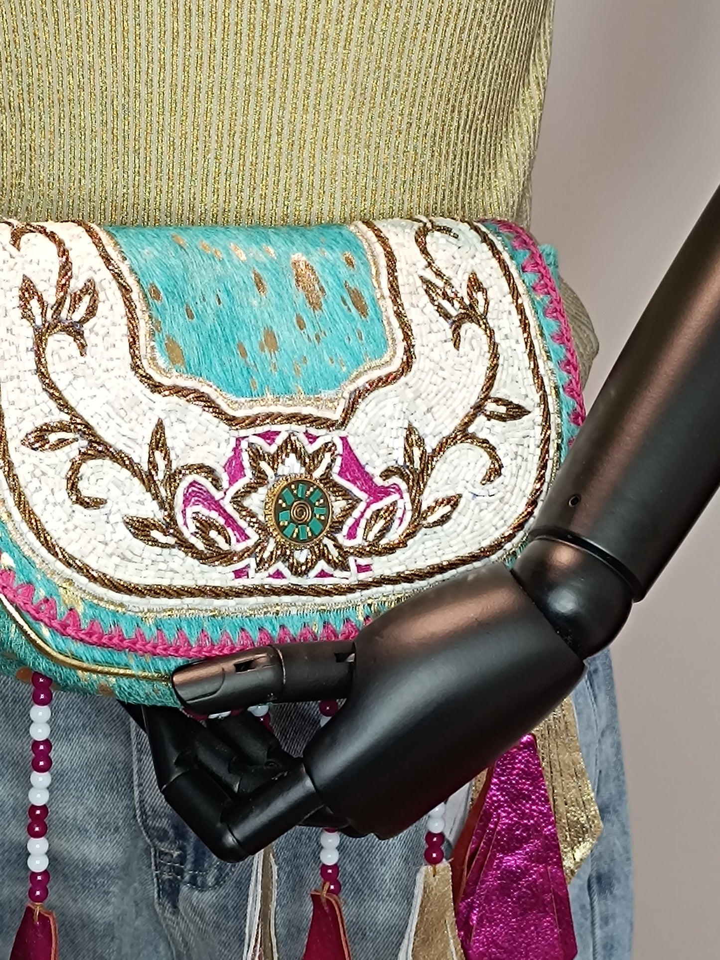 Borsa in cavallino azzurra