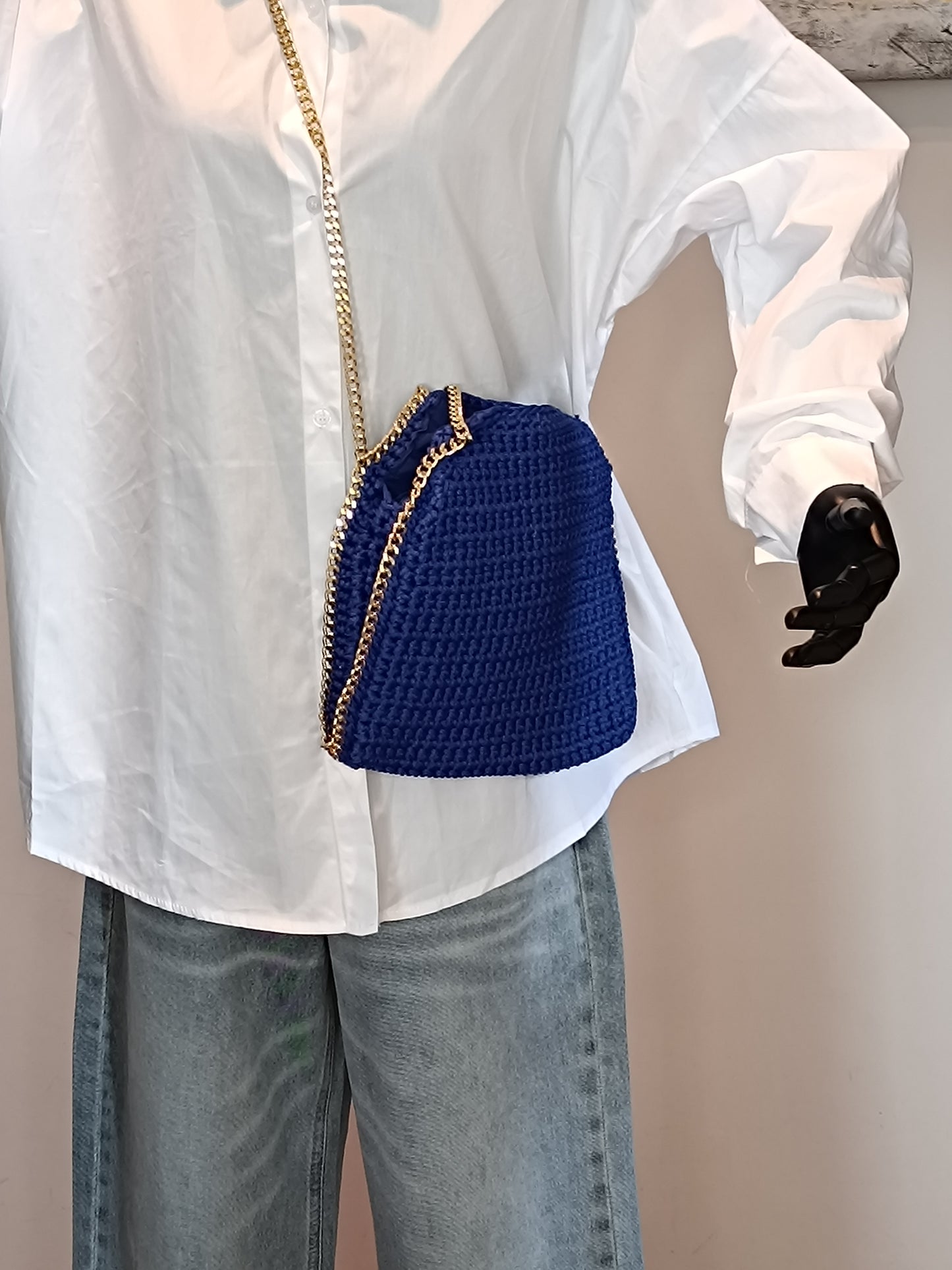 Borsa macramè blu