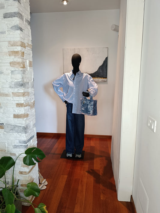 Camicia righe blu e strass