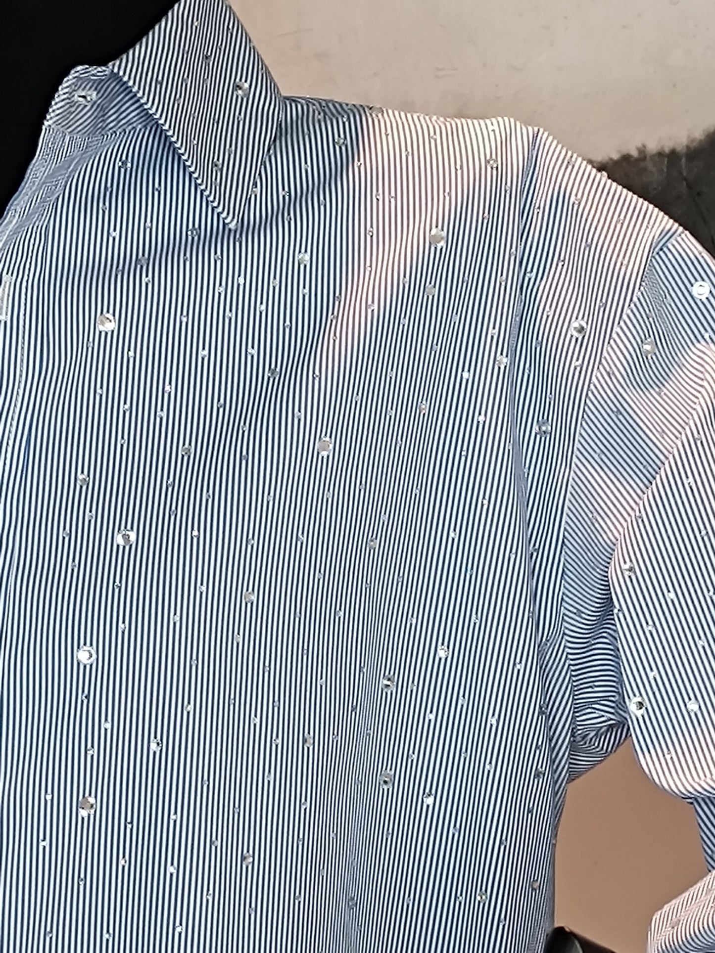 Camicia righe blu e strass