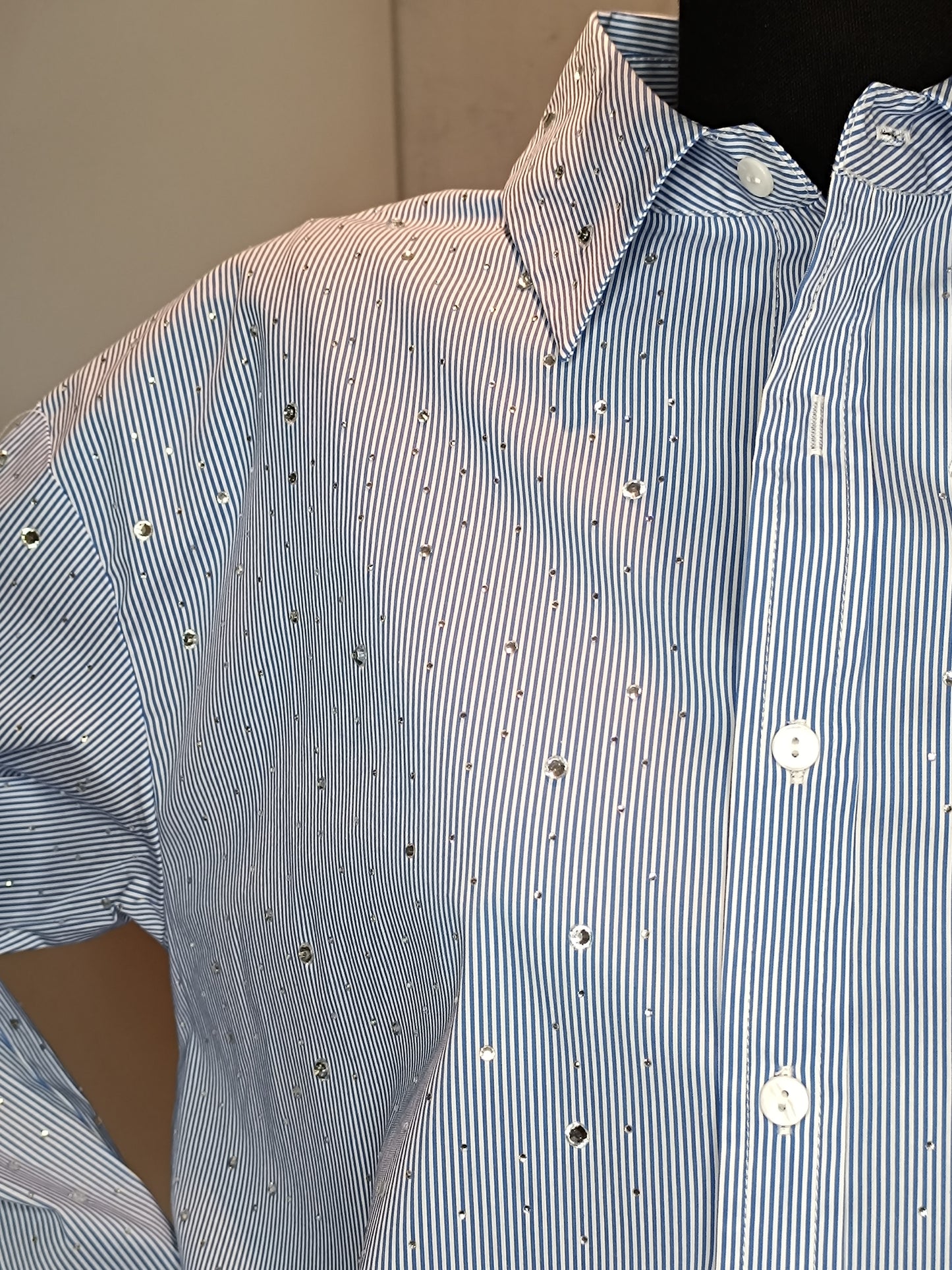 Camicia righe blu e strass