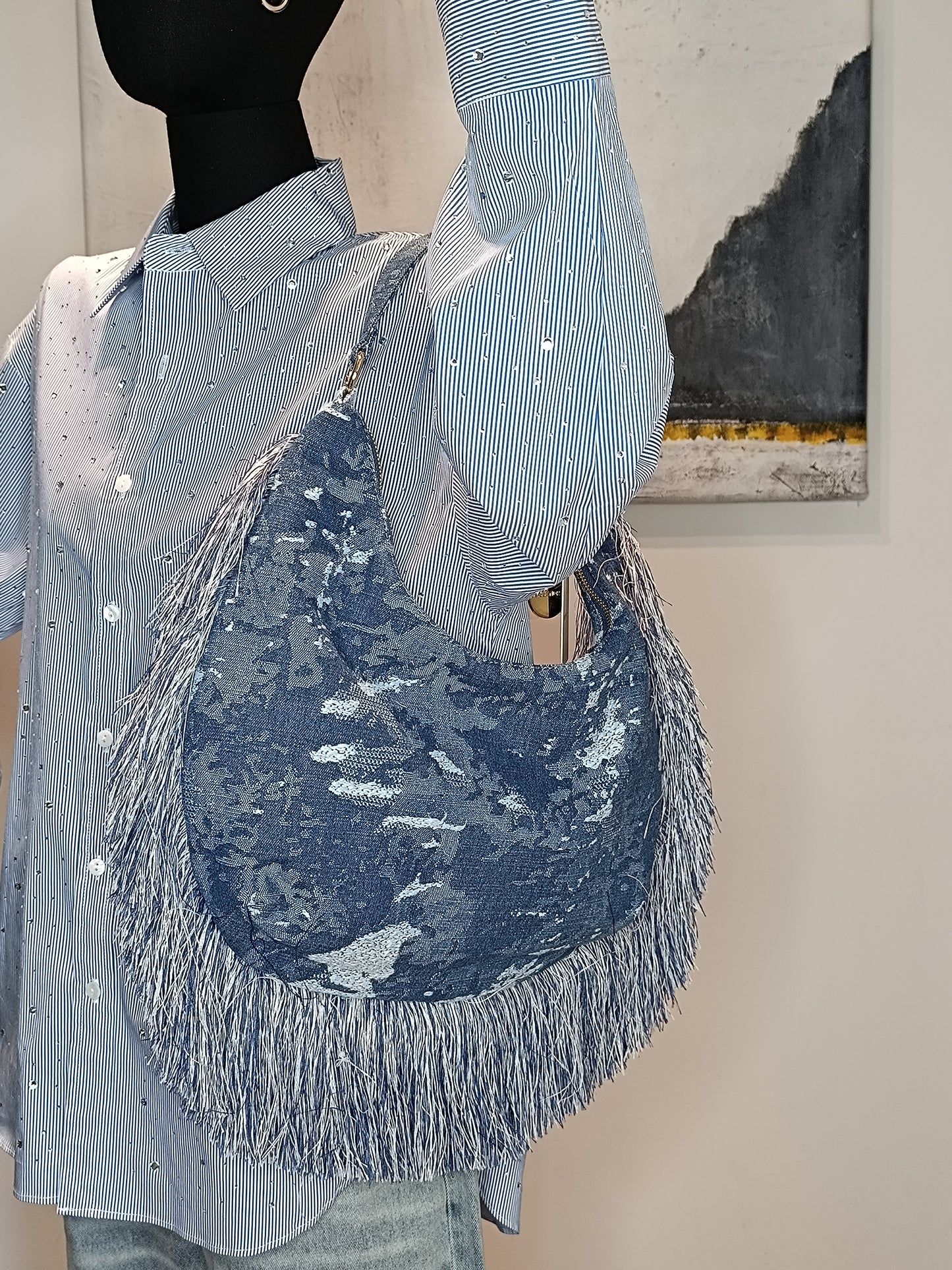 Borsa mezza luna jeans