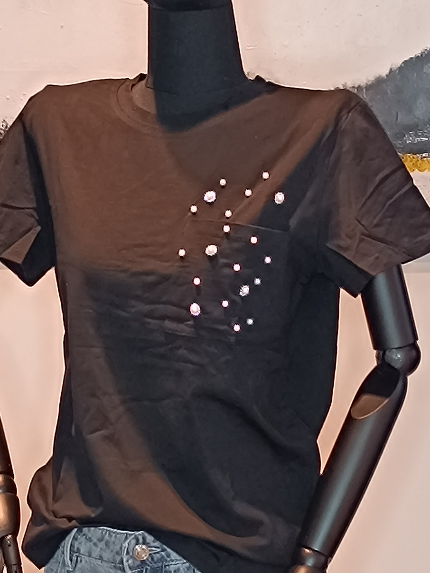 T- shirt inserti argento e perle