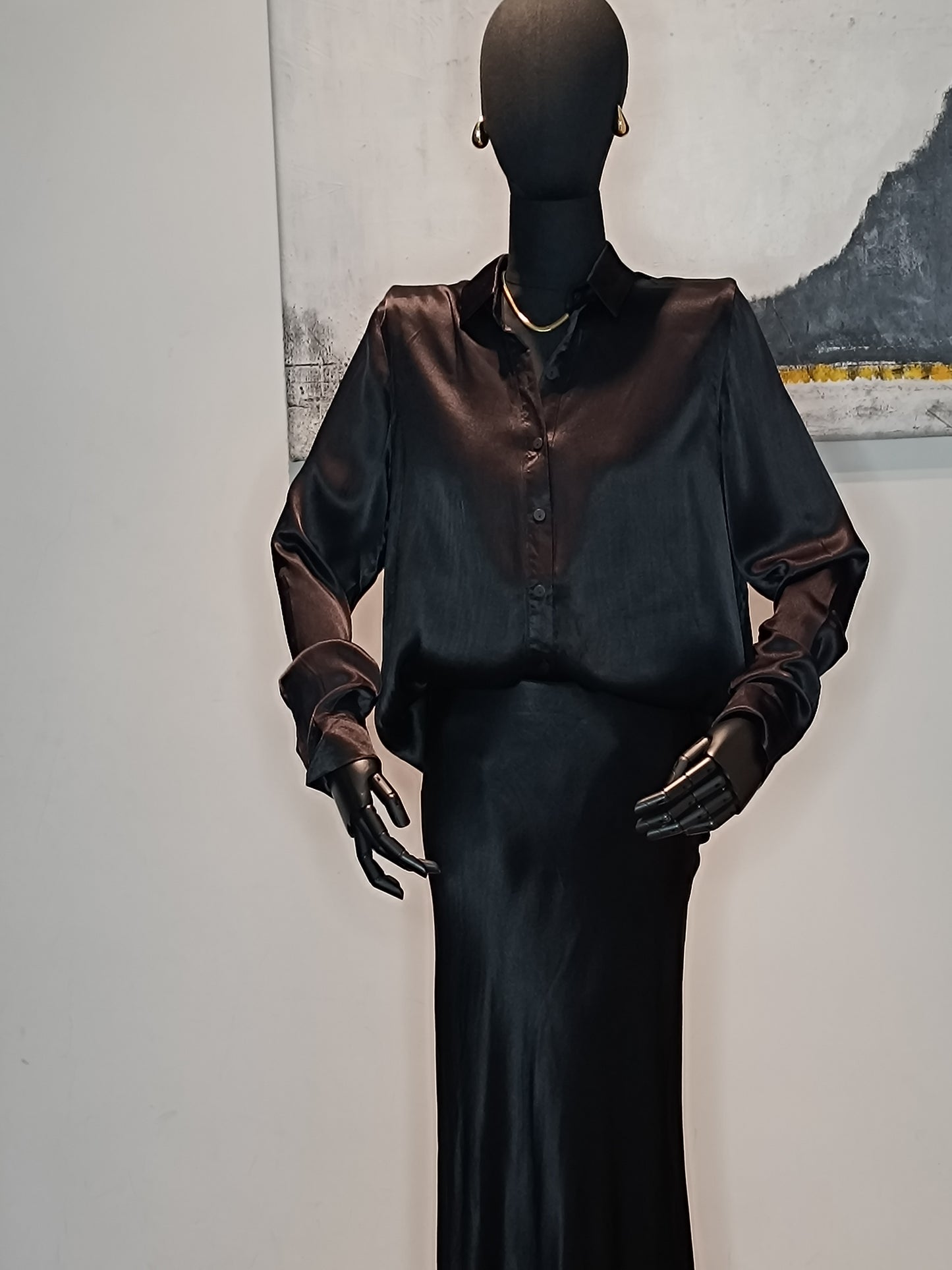 Camicia nera viscosa