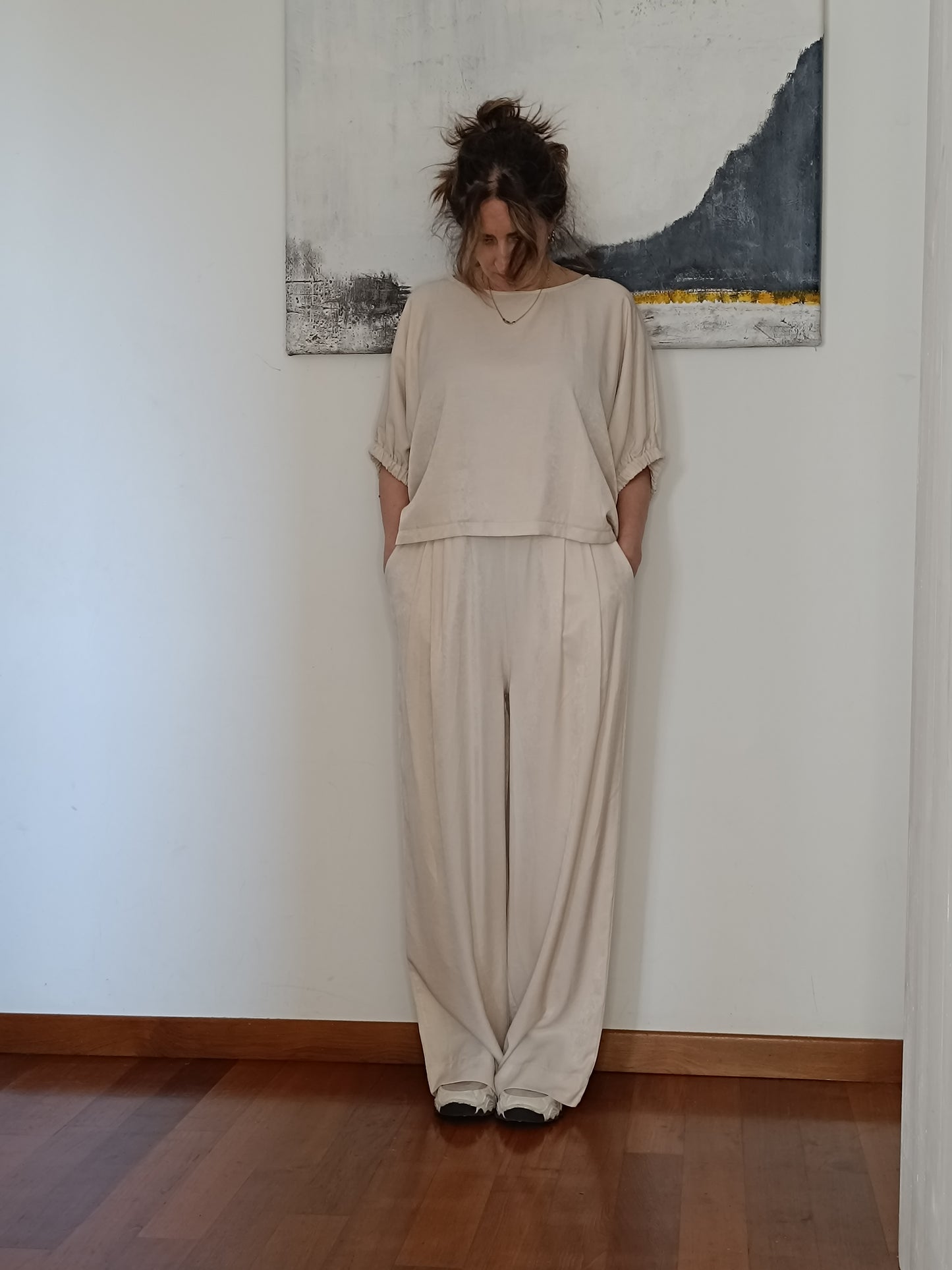 Pantalone palazzo satin