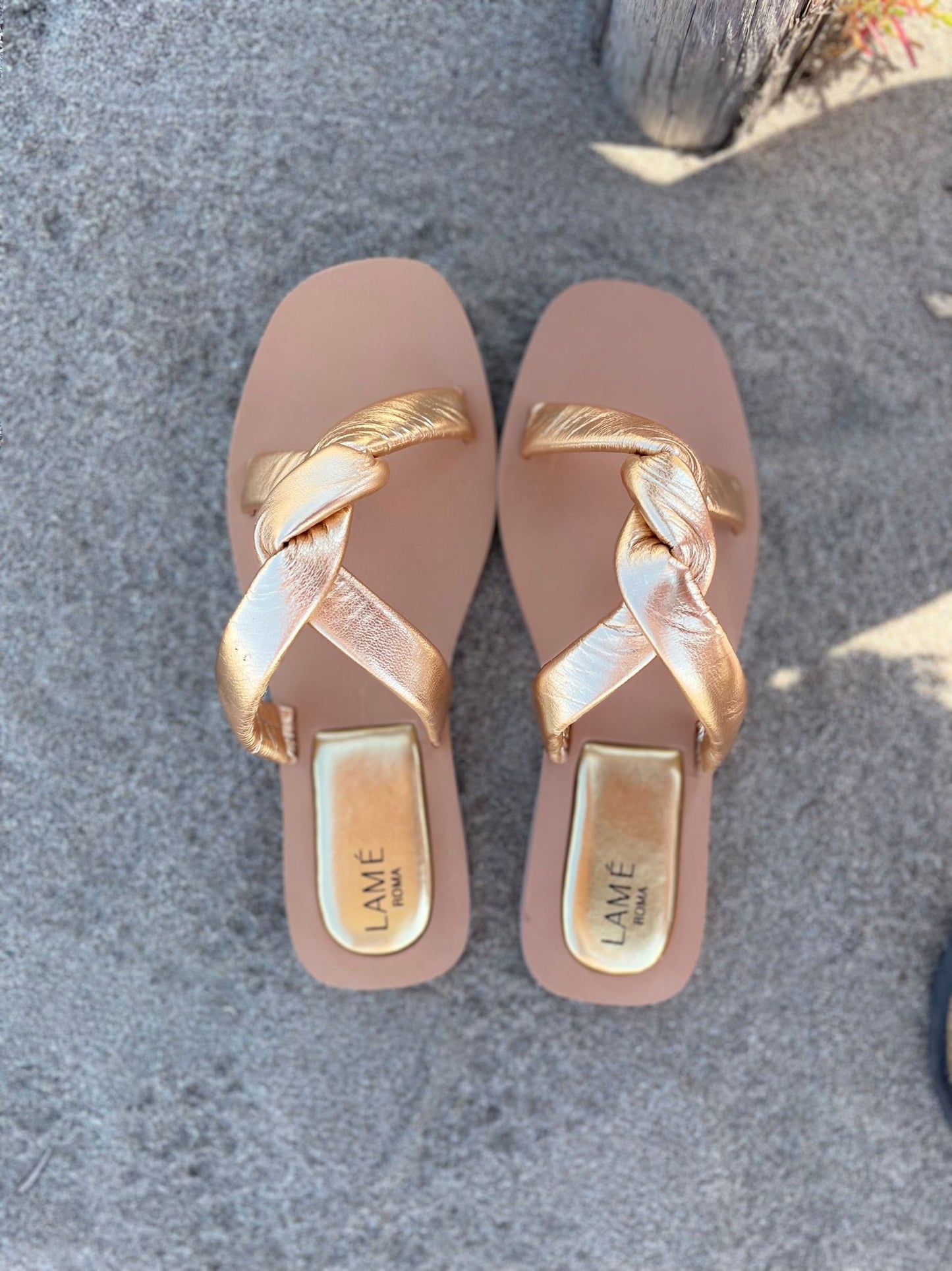 sandali intrecciati oro marca lame'