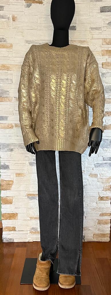 Maglione avana lavorazione oro