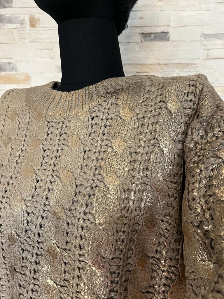 Maglione avana lavorazione oro