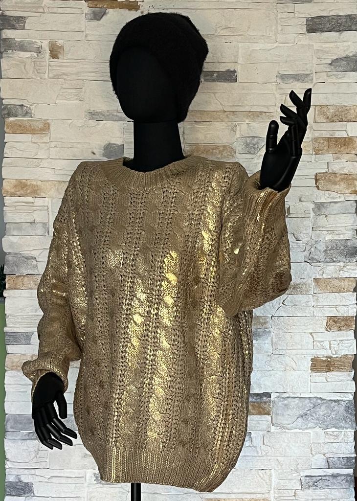 Maglione avana lavorazione oro