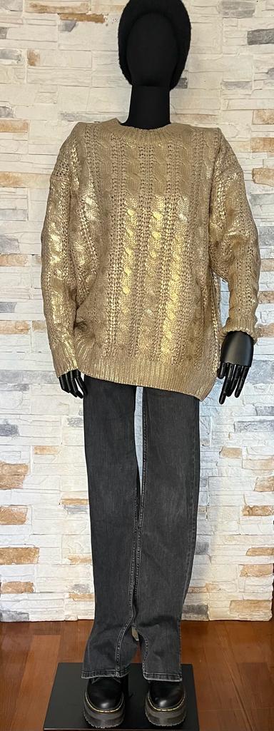 Maglione avana lavorazione oro