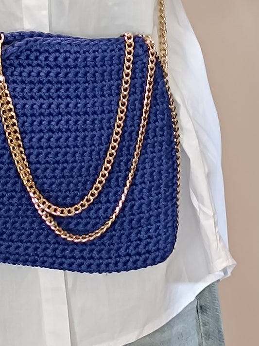 Borsa macramè blu