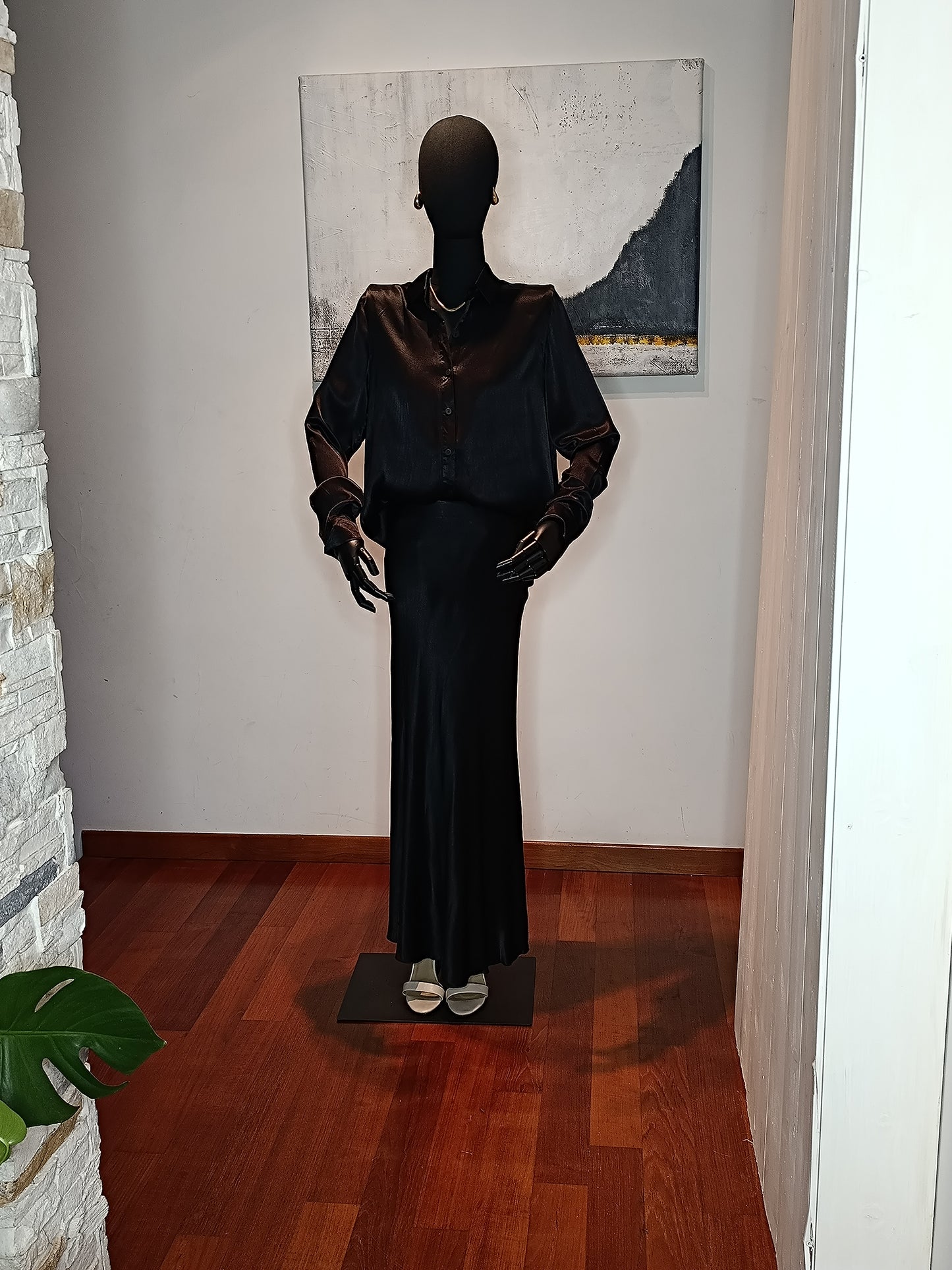 Camicia nera viscosa