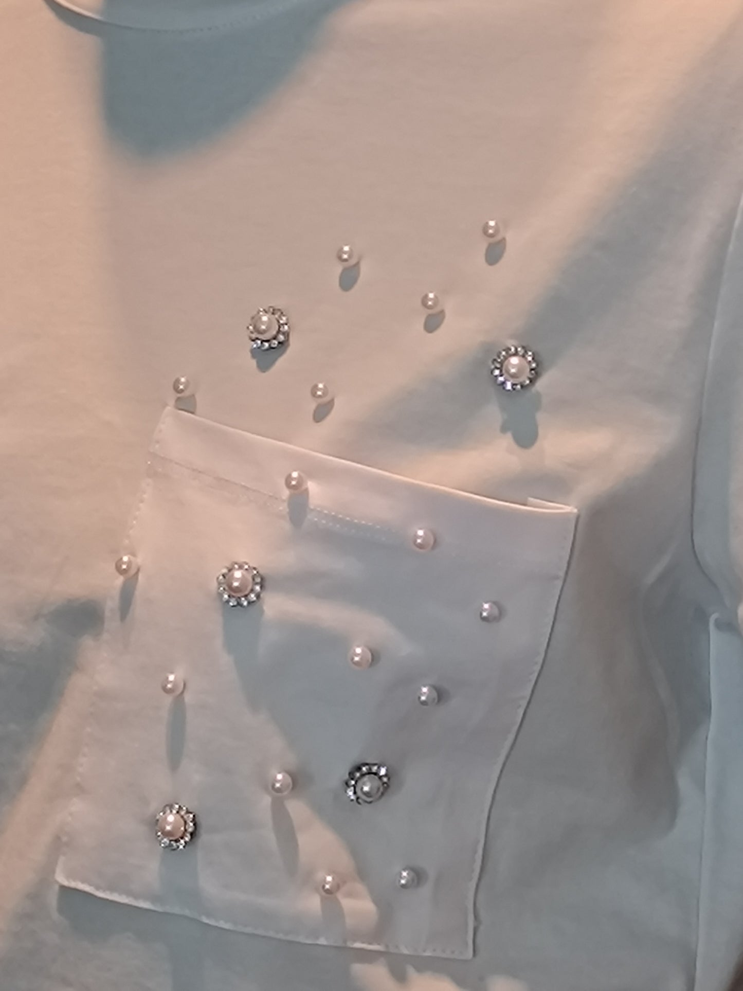 T shirt inserti argento e perle