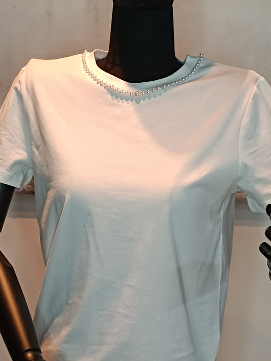 T- shirt girocollo perle